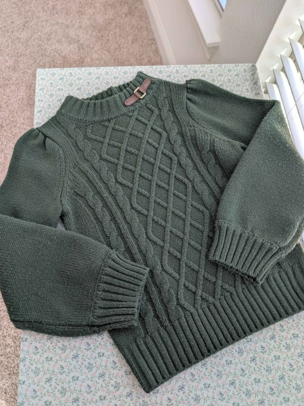 Janie & Jack Forrest Green Cable Knot Sweater